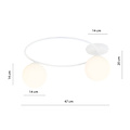 Knappe plafondlamp wit met witte glazen bollen 2x E14