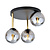 Ceiling lamp black and brass with fumed glass balls 3x E14