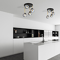 Ceiling lamp 4x E14 black and brass with fumed glass balls
