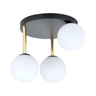 Trendy ceiling lamp 3x E14 milk glass black and brass shades