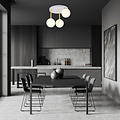 Elegante witte met messing plafondverlichting 3x E14 met witglas bollen