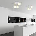 Elegant white with brass ceiling lighting 3x E14 with white glass bulbs
