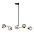 Emibig Emibig Hanging lamp black and brass with 6 fumed glass balls - Perfect ambient lighting for any space