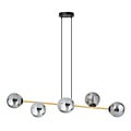 Emibig Emibig Hanging lamp black and brass with 6 fumed glass balls - Perfect ambient lighting for any space