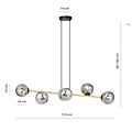 Emibig Emibig Hanging lamp black and brass with 6 fumed glass balls - Perfect ambient lighting for any space
