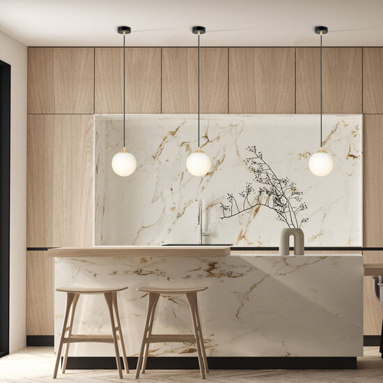 1 ball hanging black with brass and frosted glass