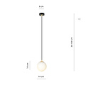 1 ball hanging black with brass and frosted glass