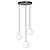 3 bulb hanging lamp black with brass and white glass