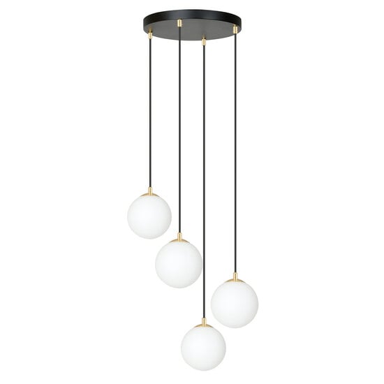 Emibig Emibig 4 bulbs pendant lamp black with brass and white glass - Elegant lighting for any space