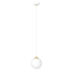 1 ball hanging white with brass and frosted glass