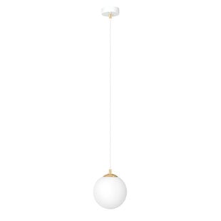 Emibig 1 bola colgante blanca con latón y vidrio esmerilado