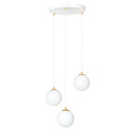 3 bollen hanglamp wit met messing en wit glas