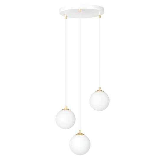 Emibig Emibig 3 bollen hanglamp wit met messing en wit glas - Perfecte sfeerverlichting voor elke ruimte
