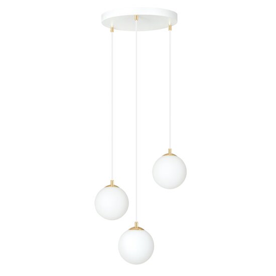 Emibig Emibig 3 lampes suspendues blanches avec laiton et verre blanc - Idéales pour créer une ambiance chaleureuse