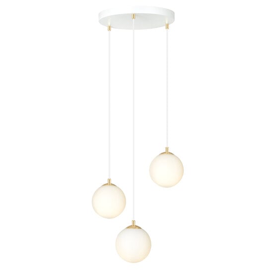 Emibig Emibig 3 ball hanging lamp white with brass and white glass - Perfect for creating a warm atmosphere