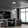 3 bollen hanglamp wit met messing en wit glas