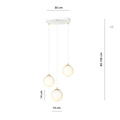 3 bollen hanglamp wit met messing en wit glas