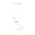 Suspension 4 ampoules blanc avec laiton et verre blanc