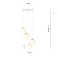 4 bulbs pendant lamp white with brass and white glass