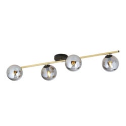 Emibig Éclairage plafond 4x E14 noir avec ampoules en laiton et verre fumé