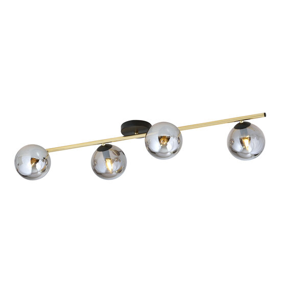 Emibig Emibig Ceiling lighting 4x E14 black with brass and smoked glass bulbs - Create a cozy atmosphere in your space