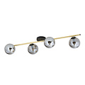 Ceiling lighting 4x E14 black with brass and smoked glass bulbs