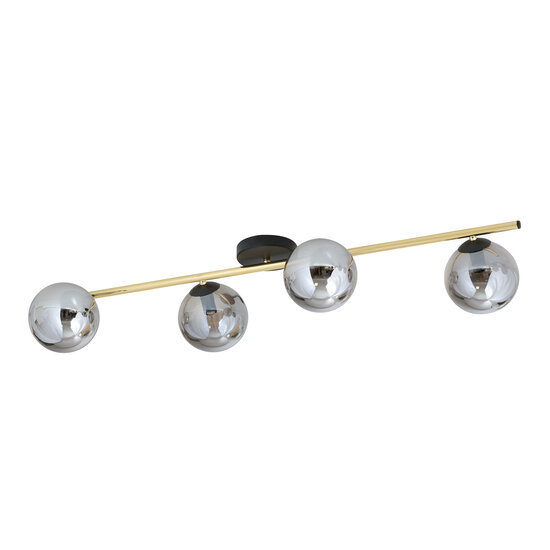 Emibig Emibig Éclairage plafond 4x E14 noir avec ampoules en laiton et verre fumé - Créez une ambiance chaleureuse dans votre espace