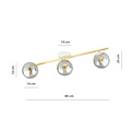 Plafondverlichting 3x E14 wit met messing en gerookt glas bollen
