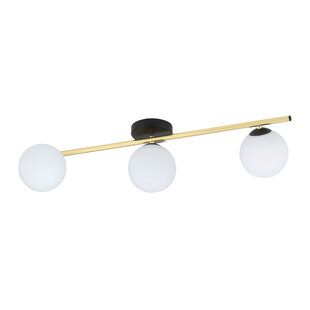 Design ceiling lamp 3x E14 black with brass and frosted glass bulbs