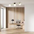 Plafonnier design 3x E14 noir avec ampoules en laiton et verre dépoli