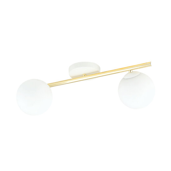 Emibig Emibig Lámpara de techo de diseño 2x E14 blanca con bombillas de latón y vidrio esmerilado - Ideal para añadir un toque moderno a tu decoración