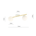 Plafonnier design 2x E14 blanc avec ampoules en laiton et verre dépoli