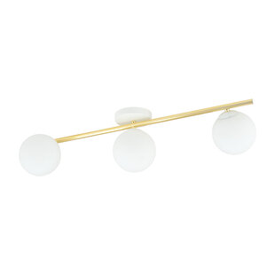 Design ceiling lamp 3x E14 white with brass and frosted glass bulbs