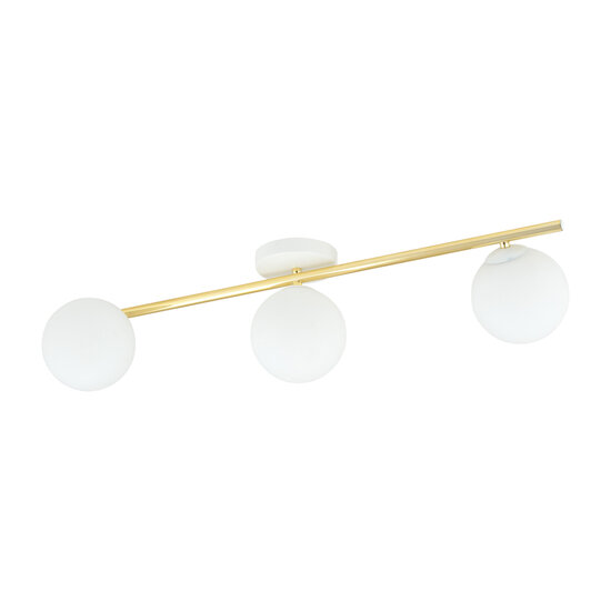 Emibig Emibig Lámpara de techo de diseño 3x E14 blanca con bombillas de latón y vidrio esmerilado - Ideal para una atmósfera elegante