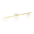 Plafonnier design 3x E14 blanc avec ampoules en laiton et verre dépoli