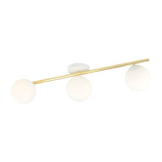 Emibig Emibig Design ceiling lamp 3x E14 white with brass and frosted glass bulbs - Ideal for a stylish ambiance