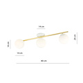 Plafonnier design 3x E14 blanc avec ampoules en laiton et verre dépoli