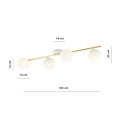 Plafonnier design 4x E14 blanc avec ampoules en laiton et verre dépoli