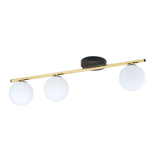 Emibig Emibig Black and brass ceiling lamp 3x E14 glass matt white balls - Illuminate your space with elegance