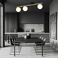 Emibig Emibig Plafonnier noir et laiton 3x E14 boules en verre blanc mat - Illuminez votre espace avec élégance