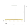 Emibig Emibig Hele lange witte en messing hanglamp 5x E14 melkglas bollen - Perfect voor een sfeervolle verlichting in uw interieur