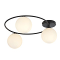 Knappe 3x E14 plafondlamp zwart met witte glazen bollen