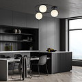 Handsome 3x E14 ceiling lamp black with white glass balls