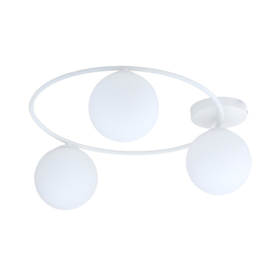 Knappe 3x E14 plafondlamp wit met melkglas bollen