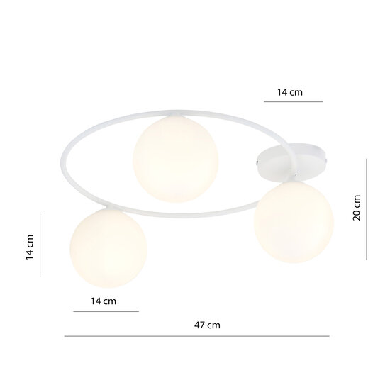 Knappe 3x E14 plafondlamp wit met melkglas bollen
