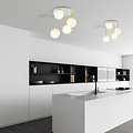 Elegante 4x E14 witte met messing plafondverlichting met witglas bollen
