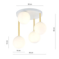 Elegante 4x E14 witte met messing plafondverlichting met witglas bollen