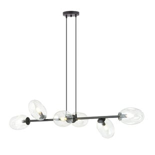Emibig Exceptional black hanging lamp with 6x E14 blown transparent glass
