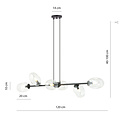 Uitzonderlijke zwarte hanglamp met 6x E14 geblazen transparant glas