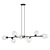 Exceptional 8x E14 black hanging lamp with blown transparent glass